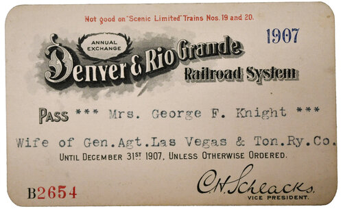DENVER &RIO GRANDE RAILROAD SYSTEM PASS