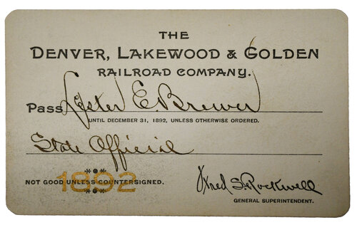 DENVER LAKEWOOD & GOLDEN RAILROAD COMPANY PASS