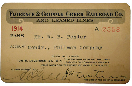 FLORENCE & CRIPPLE CREEK RAILROAD CO PASS