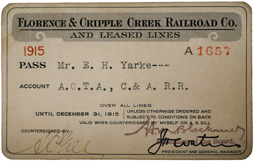 FLORENCE & CRIPPLE CREEK RAILROAD CO PASS