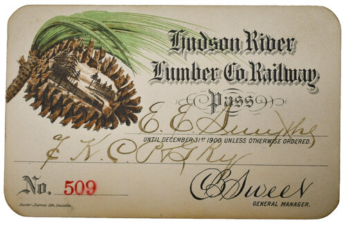 HUDSON RIVER LUMBER CO RAILWAY PASS
