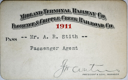 MIDLAND TERMINAL RAILWAY CO / FLORENCE & CRIPPLE CREEK RAILROAD CO. PASS