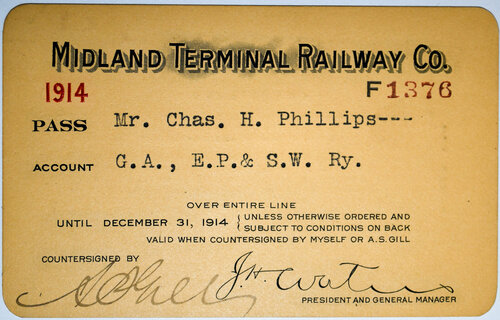 MIDLAND TERMINAL RAILWAY CO PASS