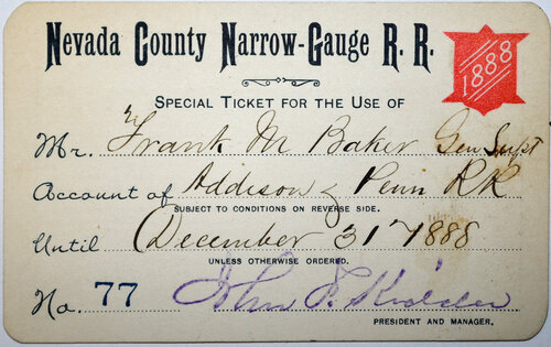 NEVADA COUNTY NARROW GAUGE RR PASS
