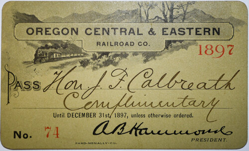 OREGON CENTRAL & EASTERN RAILROAD CO. PASS