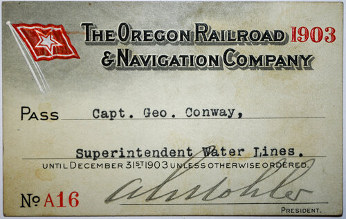 OREGON RAILROAD & NAVIGATION COMPANY PASS