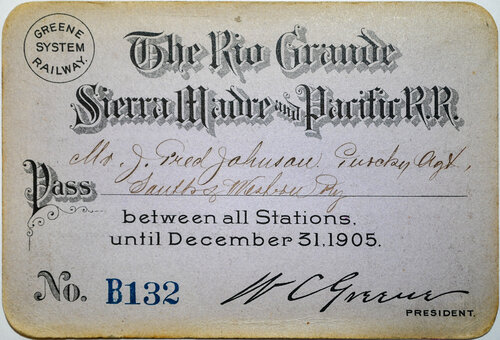 RIO GRANDE SIERRA MADRE &PACIFIC RR PASS
