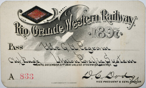 RIO GRANDE WESTERN RAILWAY PASS