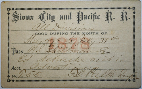SIOUX CITY AND PACIFIC RR PASS