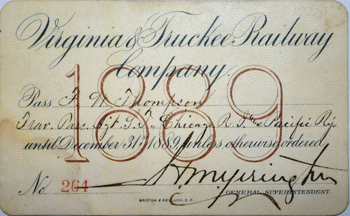 VIRGINIA & TRUCKEE RAILWAY PASS
