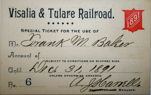 VISALIA & TULARE RAILROAD PASS