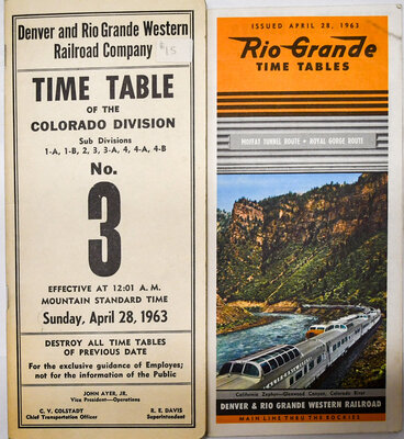 DENVER & RIO GRANDE TIMETABLES