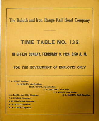 DULUTH & IRON RANGE EMPLOYEE TIMETABLE