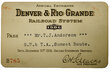 DENVER & RIO GRANDE RAILROAD SYSTEM PASS