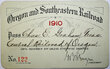 OREGON & SOUTHEASTERN RAILROAD PASS