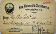 RIO GRANDE SOUTHERN RAILROAD CO PASS