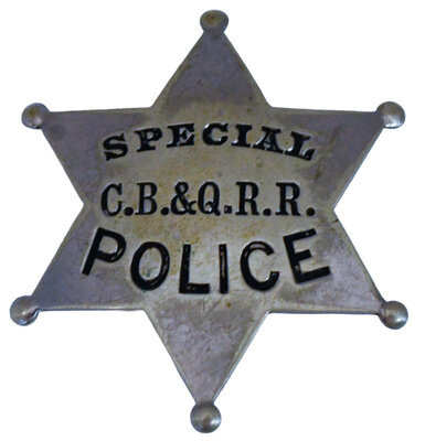 CB&QRR POLICE BADGE