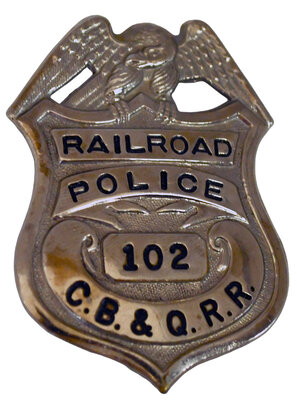 CB&Q POLICE BADGE