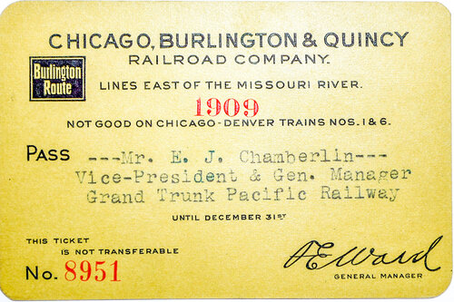 CHICAGO BURLINGTON & QUINCY RR PASS