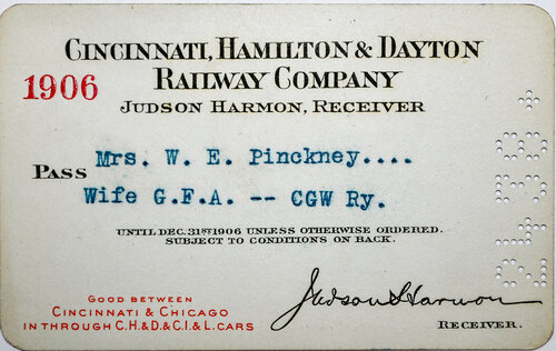 CINCINNATI HAMILTON & DAYTON RY PASS