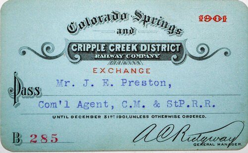 COLORADO SPRINGS & CRIPPLE CREEK DISTRICT RY PASS