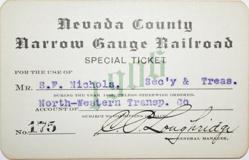 NEVADA COUNTY NARROW GAUGE RR PASS