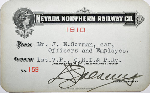 NEVADA NORTHERN RY CO PASS