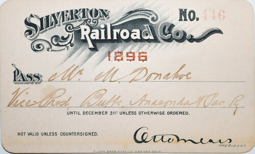 SILVERTON RAILROAD CO PASS