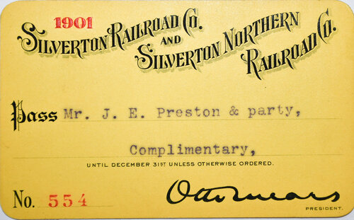 SILVERTON RAILROAD CO & SILVERTON NORTHERN RR CO PASS