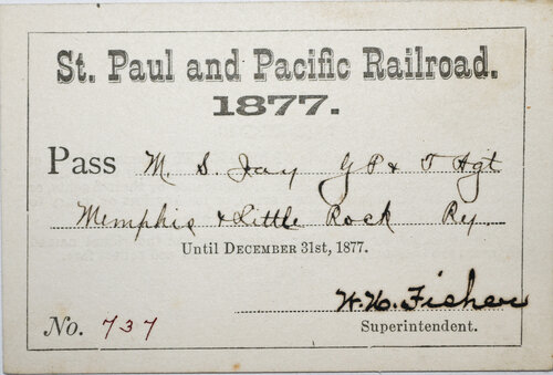 St.PAUL & PACIFIC RAILROAD PASS