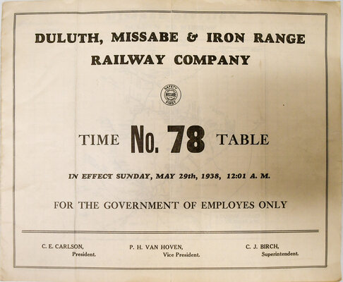 DULUTH MISSABE & IRON RANGE TIMETABLE