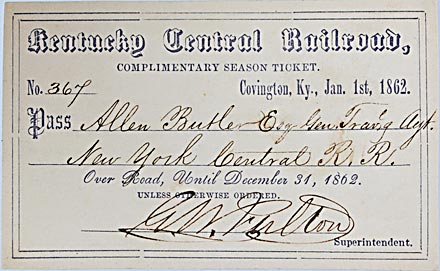 KENTUCKY CENTRAL RAILROAD PASS