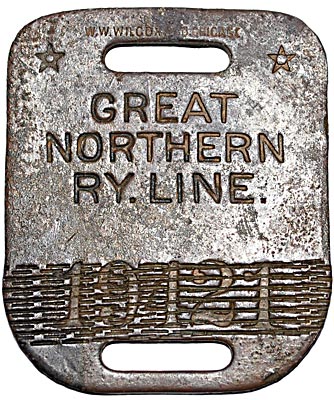 GREAT NORTHERN RY LINE BAGGAGE TAG