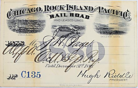 CHICAGO ROCK ISLAND & PACIFIC RAILROAD PASS