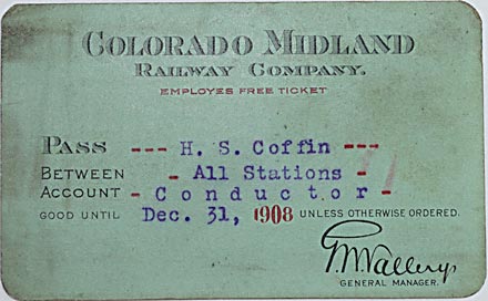 COLORADO MIDLAND RAILWAY COMPANY PASS