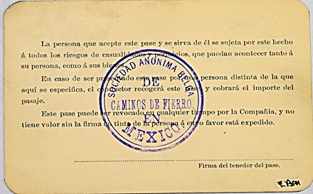FERROCARRIL de MONTEREY al GOLFO MEXICANO PASS