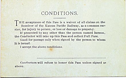 KANSAS PACIFIC RAILWAY PASS