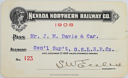 NEVADA NORTHERN RAILWAY PASS