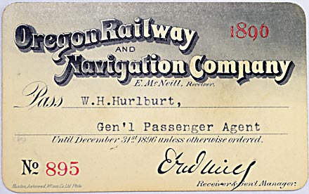 OREGON RAILWAY & NAVIGATION COMPANY PASS