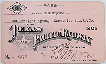 TEXAS & PACIFIC RAILWAY PASS