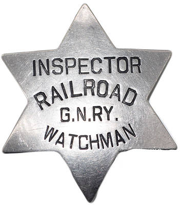 GNRY RAILROAD INSPECTOR WATCHMAN BADGE